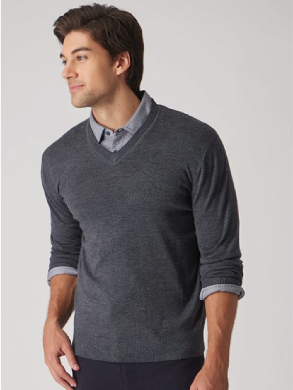 J. Crew Men's Grey V-Neck Sweater